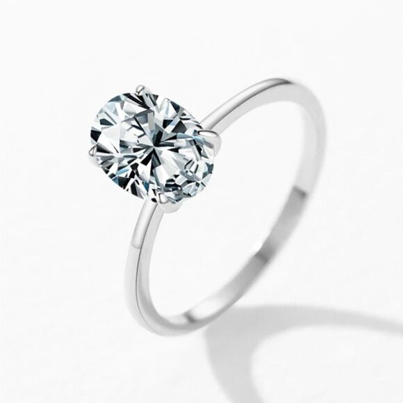 Sterling Silver Diamond Solataire Ring 7 - Picture 1 of 7